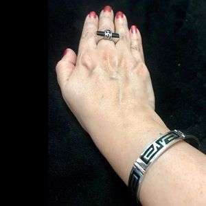 VTG Taxco 925 Black Enamel Link Bracelet